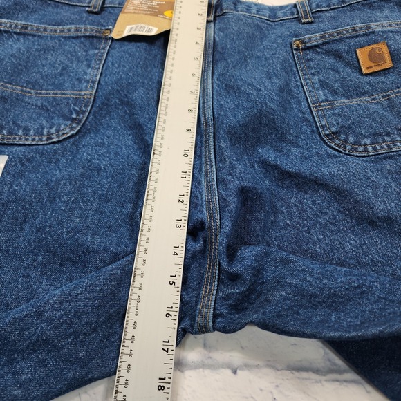 Carhartt B73 DST MENS 44X30 Double Knee Loose Fit Carpenter Blue Denim Jeans - Picture 7 of 13